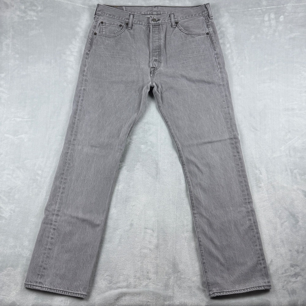 Vintage Y2K Levi's 501 Original Fit Button Fly Grey Denim Jeans Mens‎ W36 L32